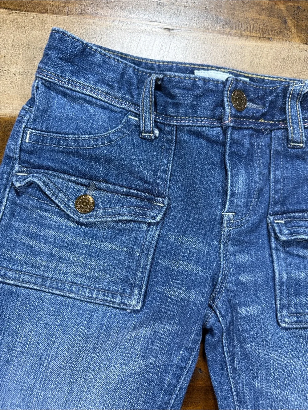 Old Navy Rolled Hem Mid Blue Crop Jeans